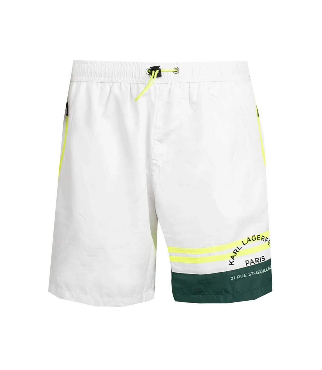 Short De Bain Motif/style Détail Contrasté Homme Blanc Vert Karl Lagerfeld-2
