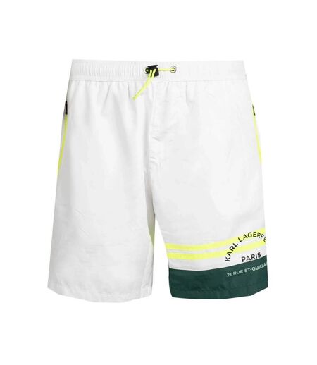 Short De Bain Motif/style Détail Contrasté Homme Blanc Vert Karl Lagerfeld