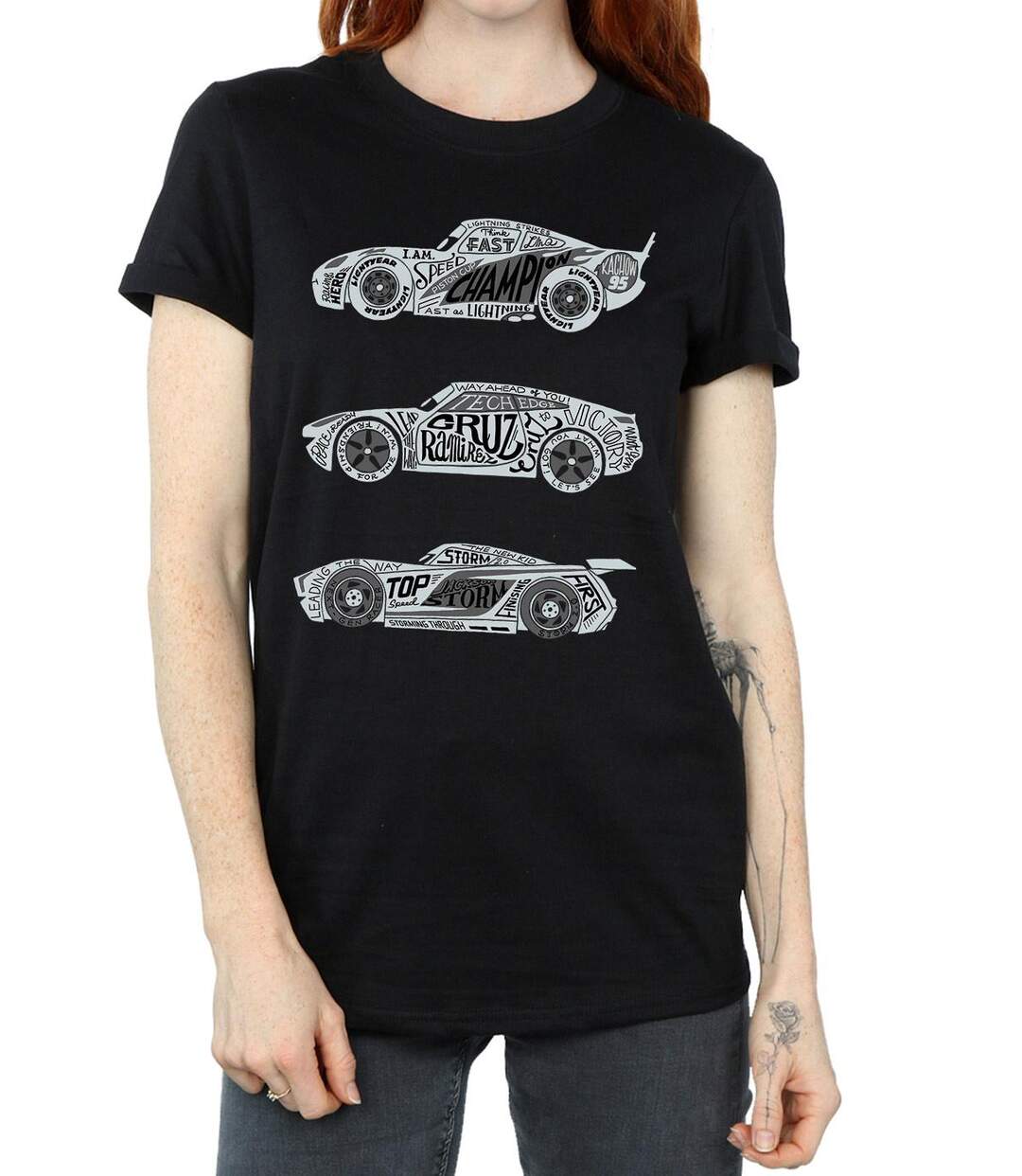 Disney - T-shirt CARS TEXT RACERS - Femme (Noir) - UTBI16182-3