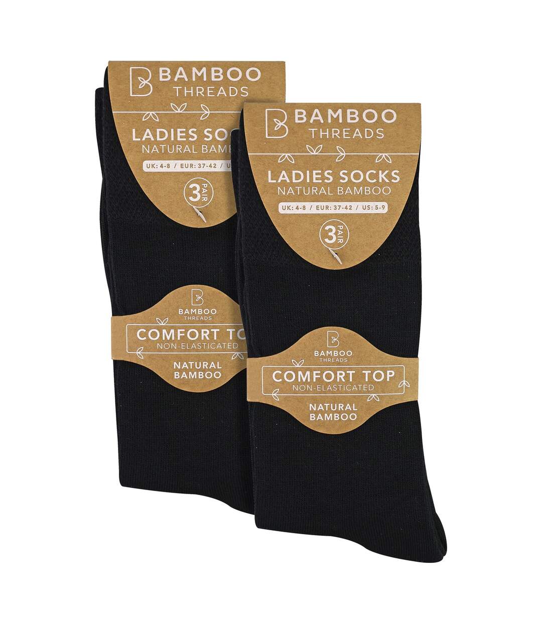 6 Pack Ladies Bamboo Non Elastic Socks Soft Breathable Everyday Comfort-2