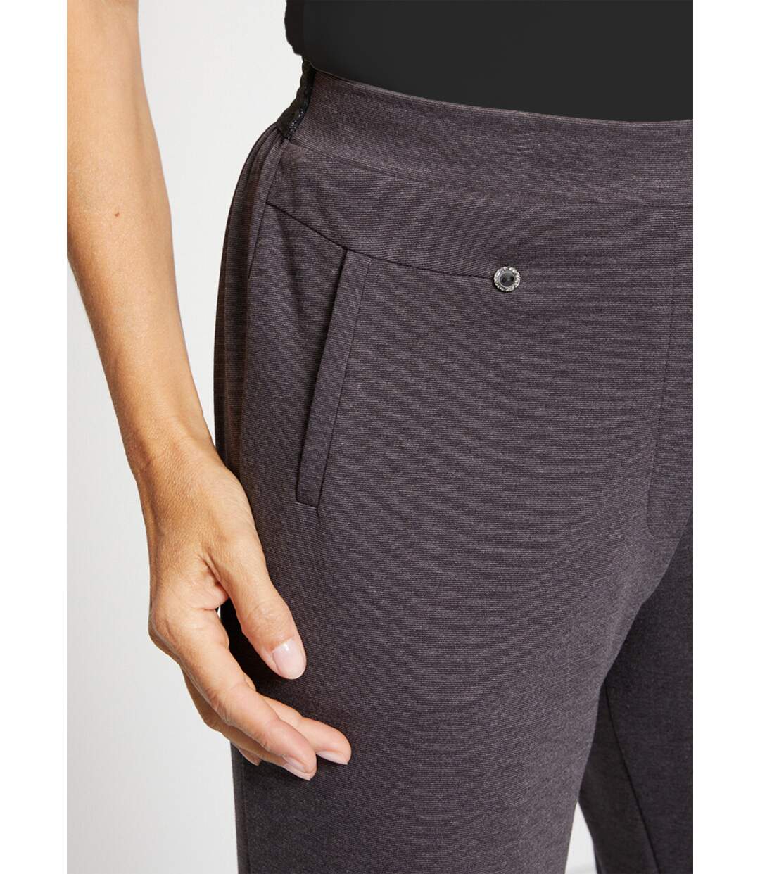 Pantalon droit taille semi élastiquée-5