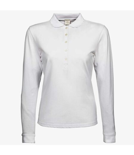 Tee Jays Womens/Ladies Luxury Stretch Long Sleeve Polo Shirt (White)