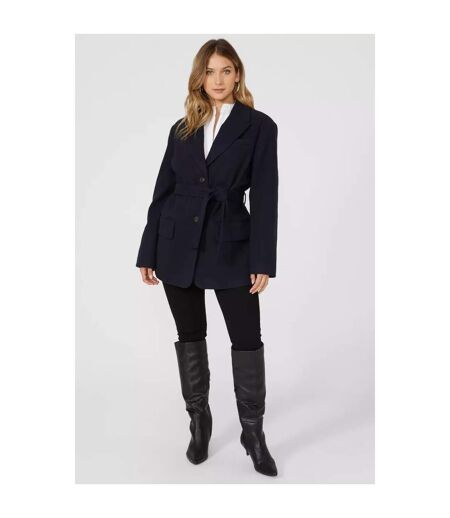 Womens/ladies Belted Blazer Navy Principles