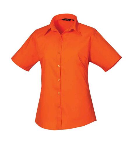 Womens/ladies poplin short-sleeved blouse orange Premier