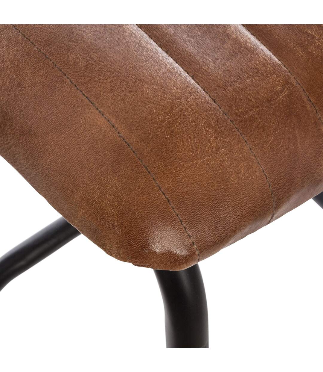 Tabouret de bar en cuir Rétro - H. 75 cm - Marron-3