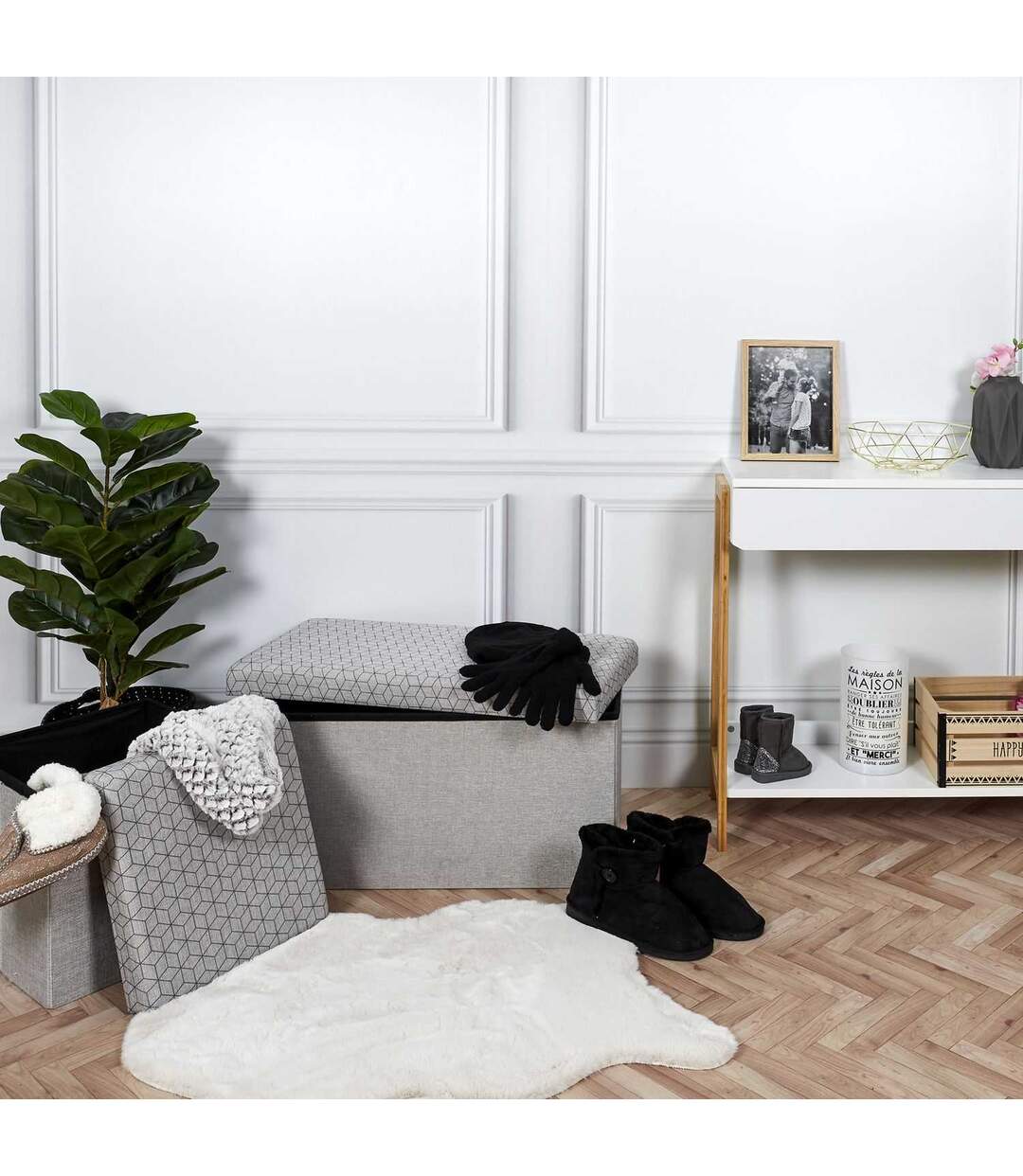 Banc de rangement pliable Mobiliers Design  à motifs-4