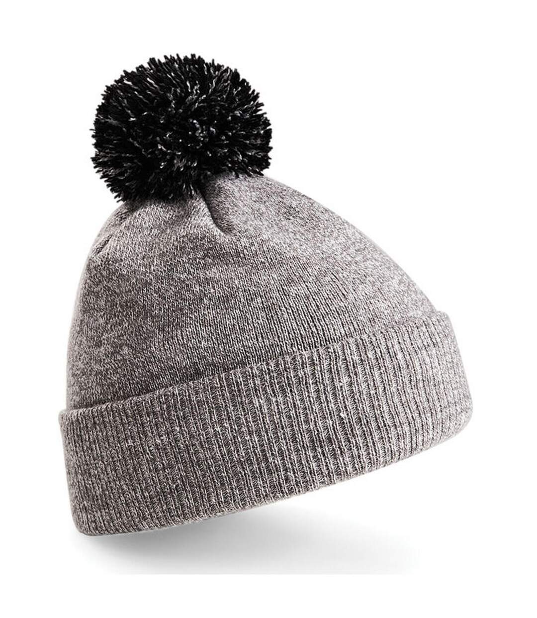 Adultes Bonnet Unisexe Snowstar Gris Chiné Noir Beechfield-2