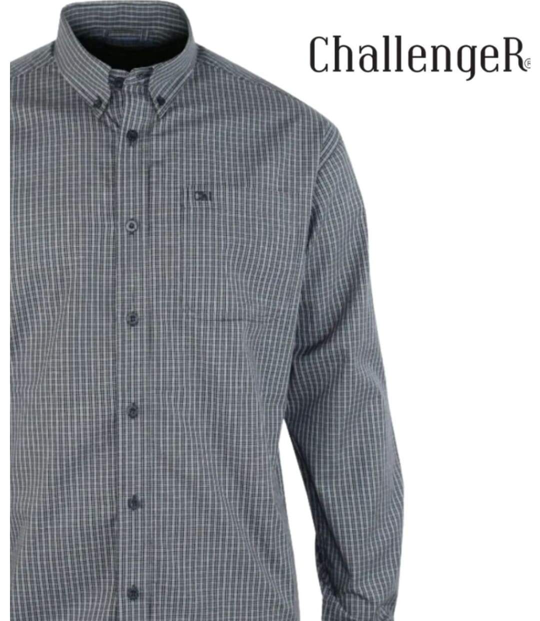 CHALLENGER TACITE2 — Chemise à carreaux manches longues noir et gris : confort et élégance en popeline de coton-4