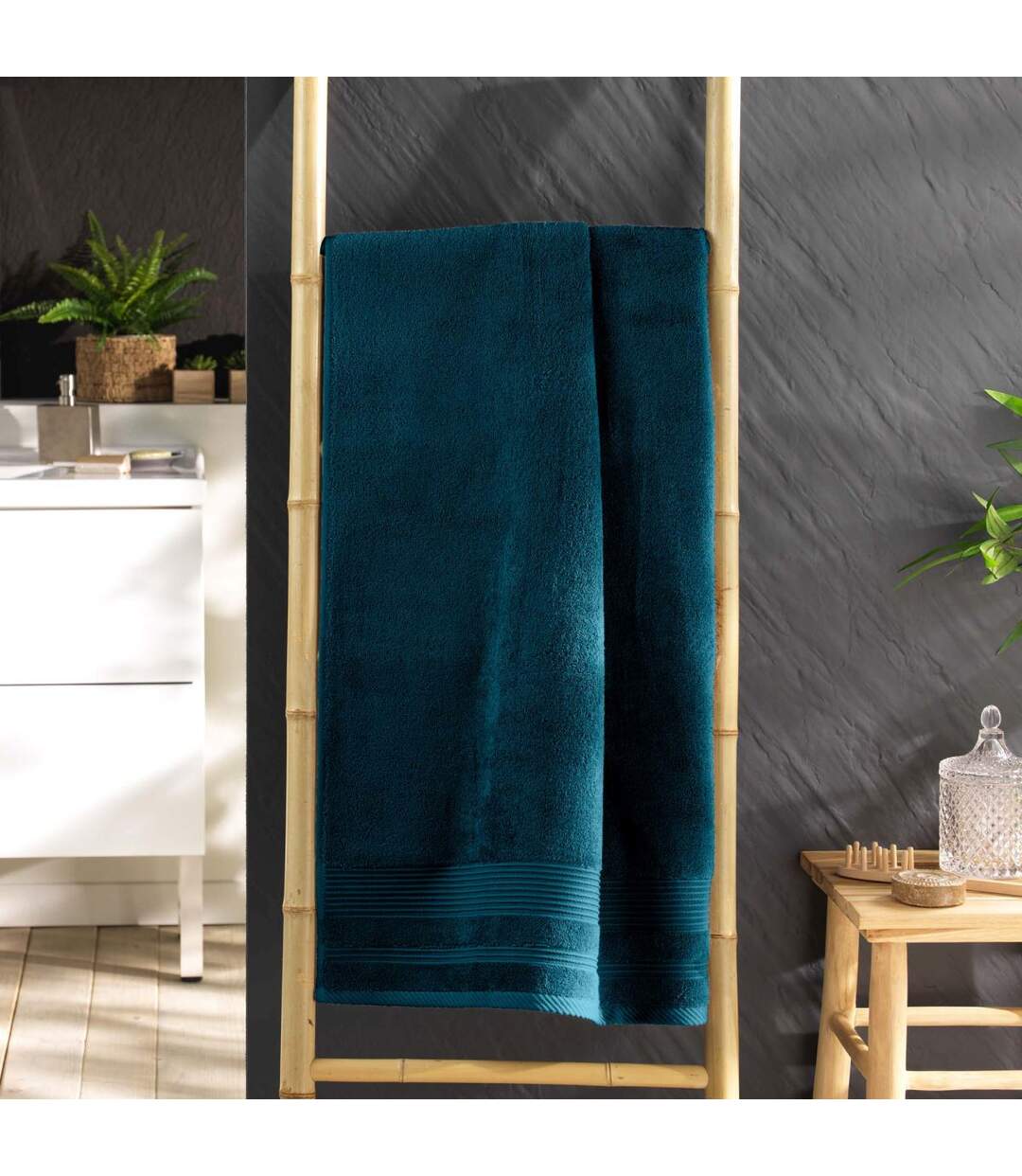 Drap de Douche Tendresse 70x130cm Bleu Indigo-4