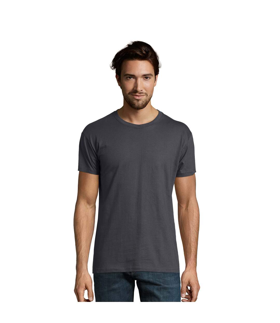 Imperial t-shirt à manches courtes et coupe ajustée homme gris foncé marne SOLS