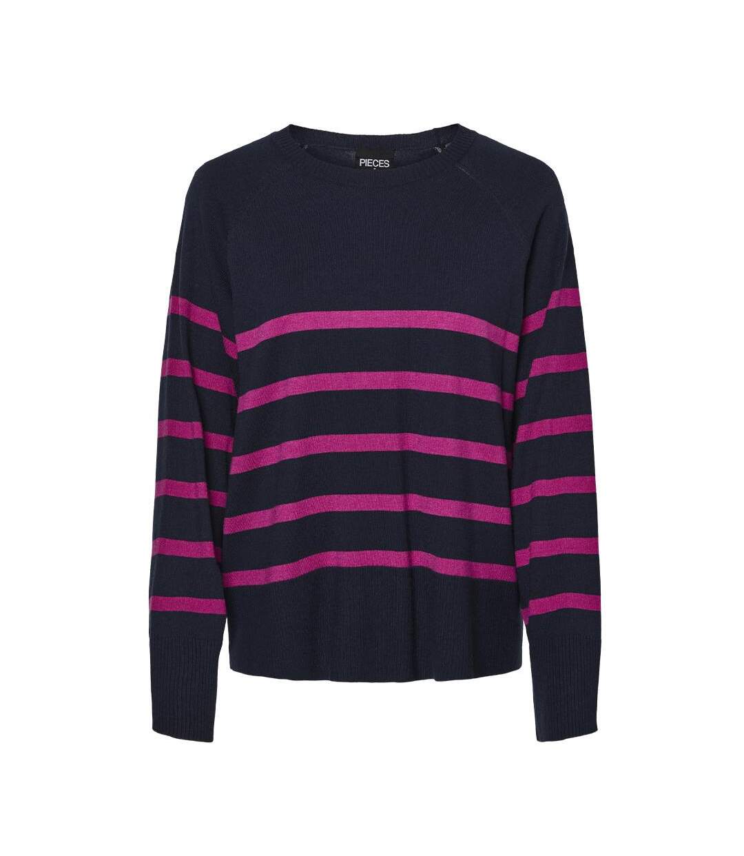 Pull marine/rose femme pieces sia-1