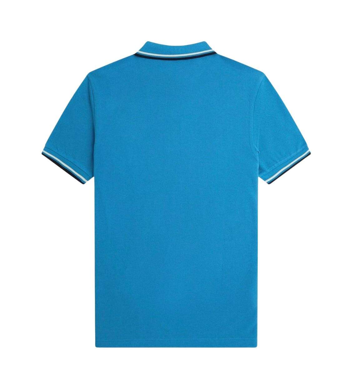Polo Motif/style Col À Double Rayure Homme Blanc Noir Bleu Fred Perry-2