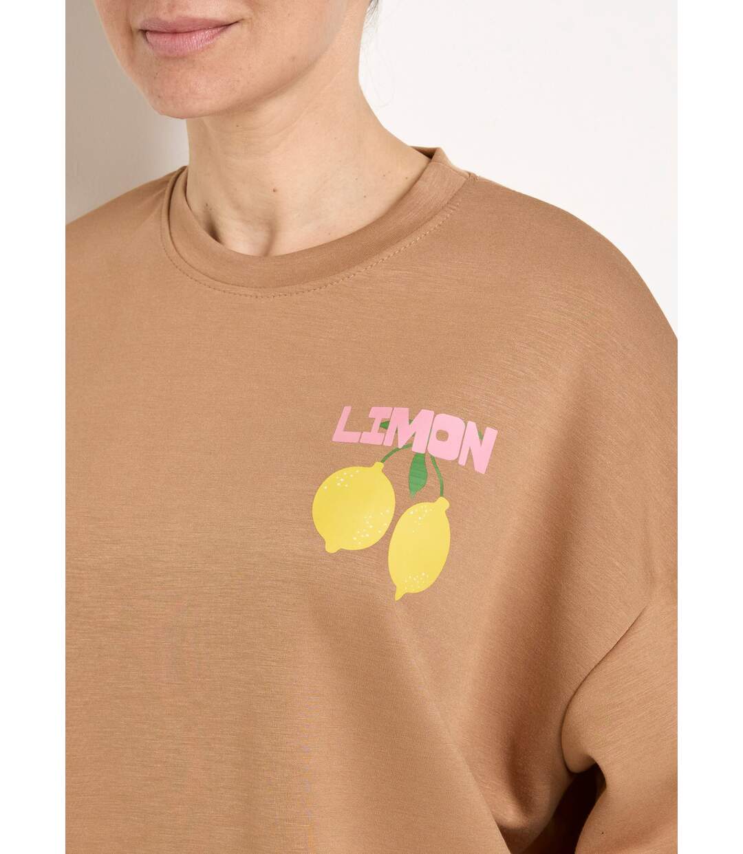 Sweat col rond motif Citrons maille douce-4