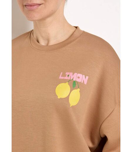 Sweat col rond motif Citrons maille douce