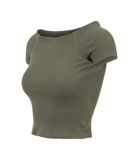 T-shirt Motif/style Côtelé Femme Olive Urban Classics