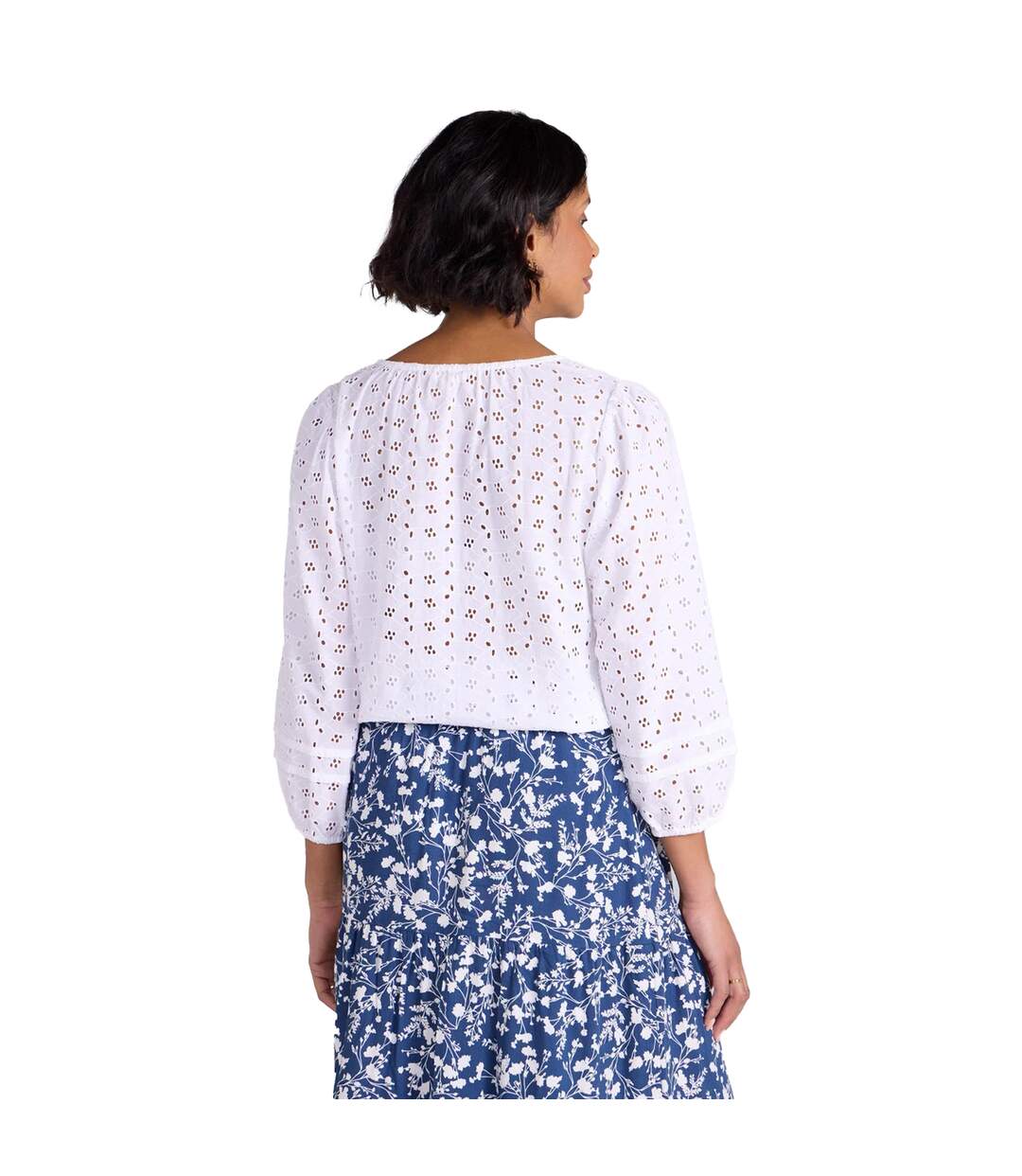 Blouse Décontractée Manches ¾ Motif/style Broderie Femme Blanc Broderie Mountain Warehouse-3
