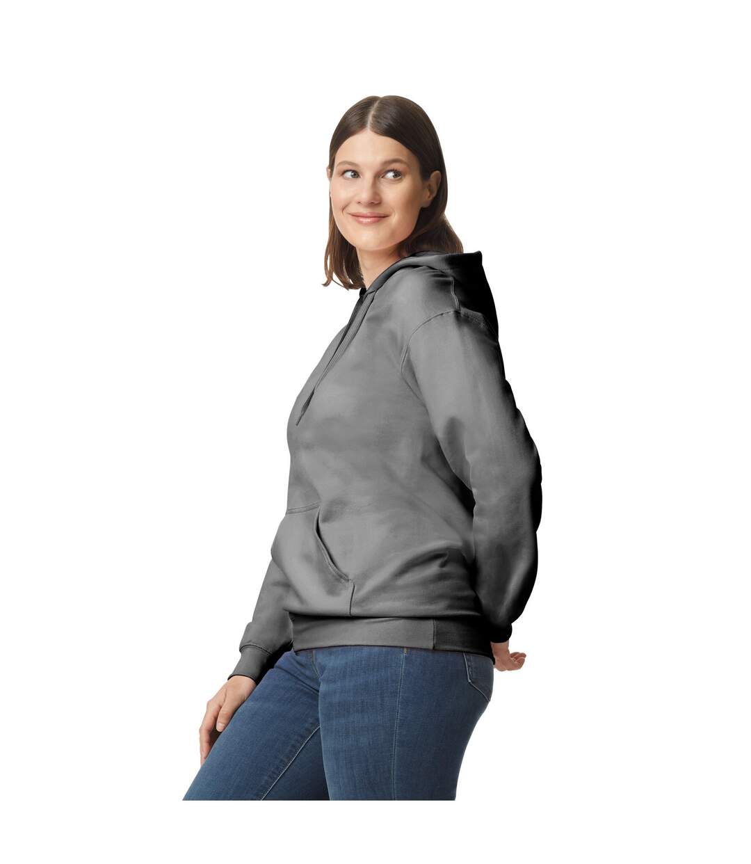 Unisex adult softstyle plain midweight hoodie charcoal Gildan