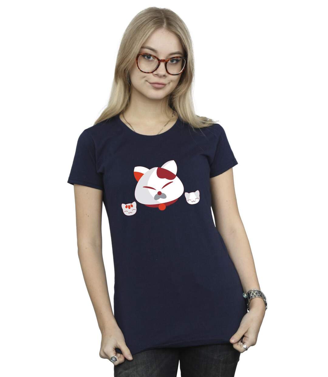 Disney - T-shirt BIG HERO BAYMAX KITTEN HEADS - Femme (Bleu marine) - UTBI13339-2