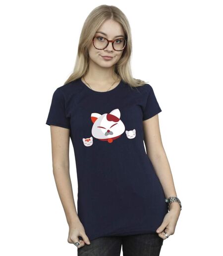Disney - T-shirt BIG HERO BAYMAX KITTEN HEADS - Femme (Bleu marine) - UTBI13339