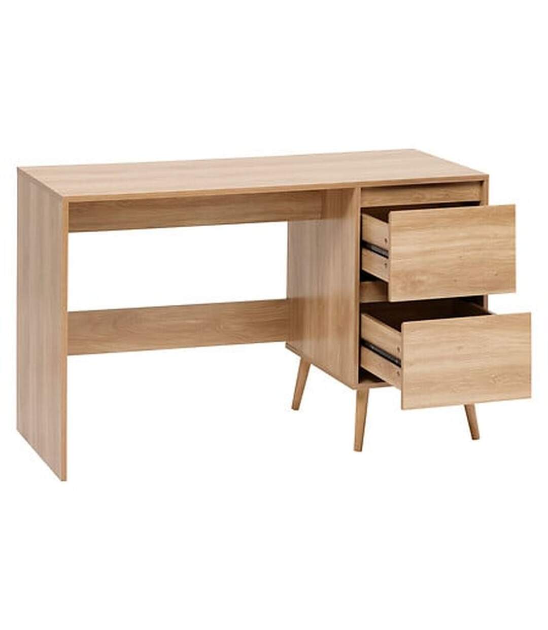 Bureau 2 tiroirs effet bois ABANA - Beige-3