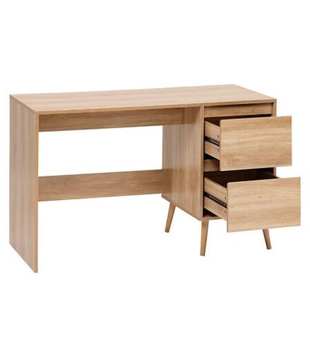 Bureau 2 tiroirs effet bois ABANA - Beige