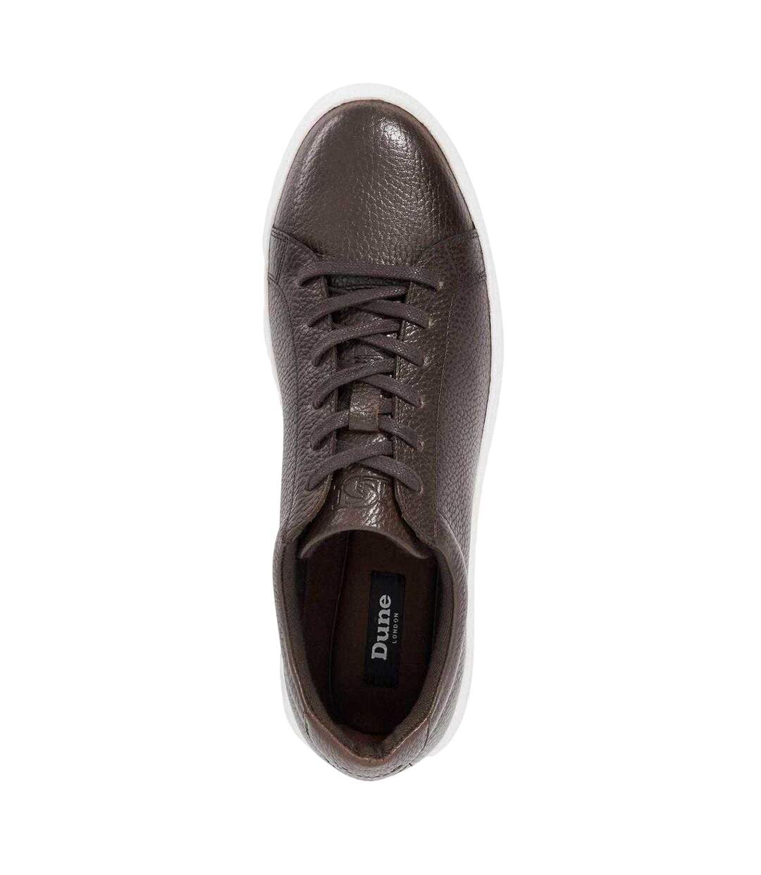 Mens Tais Leather Flat Trainers Chocolate Dune London-4