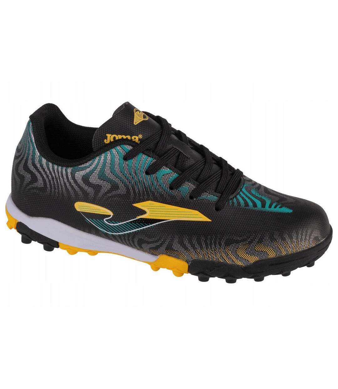 Childrens/kids Evolution Artificial Ground Football Boots Black Yellow Joma-1