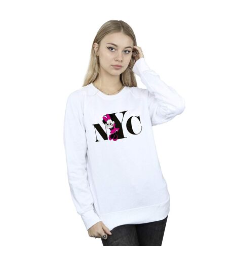 Disney Sweatshirt Minnie Mouse NYC Femme/Ladies (Blanc) - UTBI28596