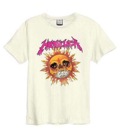 Unisex Adult Neon Sun Metallica T-shirt Vintage White Amplified