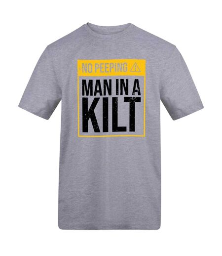Mens No Peeping A Man In A Kilt T-shirt Grey AWD