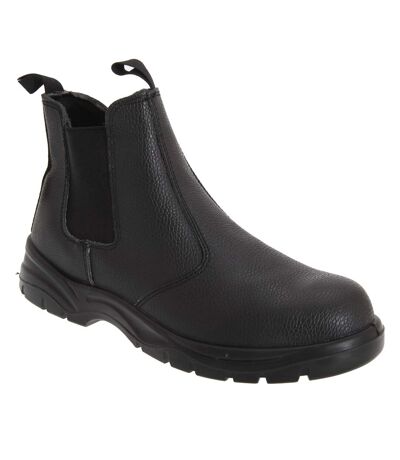 Grafters Mens Grain Leather Chelsea Safety Boots (Black) - UTDF789