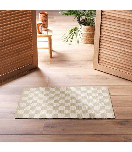 Tapis Damier en Coton Jenna 50x80cm Naturel