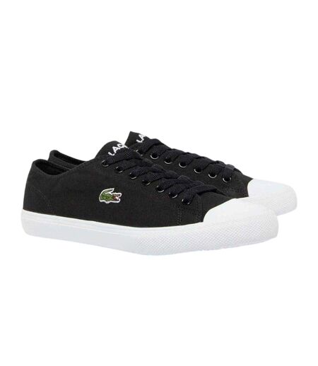 Womens/ladies Logo Leather Flat Trainers Black Lacoste