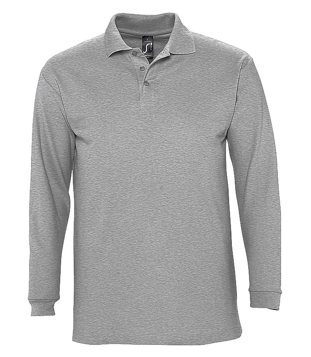 Polo manches longues - Homme - 11353 - gris chiné