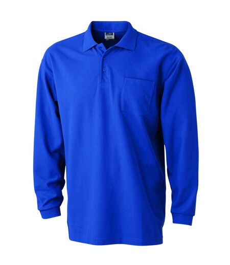 ***FIN DE SERIE 040624*** Polo manches longues poche poitrine HOMME JN029 - bleu roi