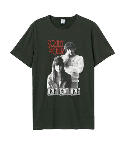 Unisex Adult Mod Tv Heritage Sonny And Cher T-shirt Charcoal Amplified