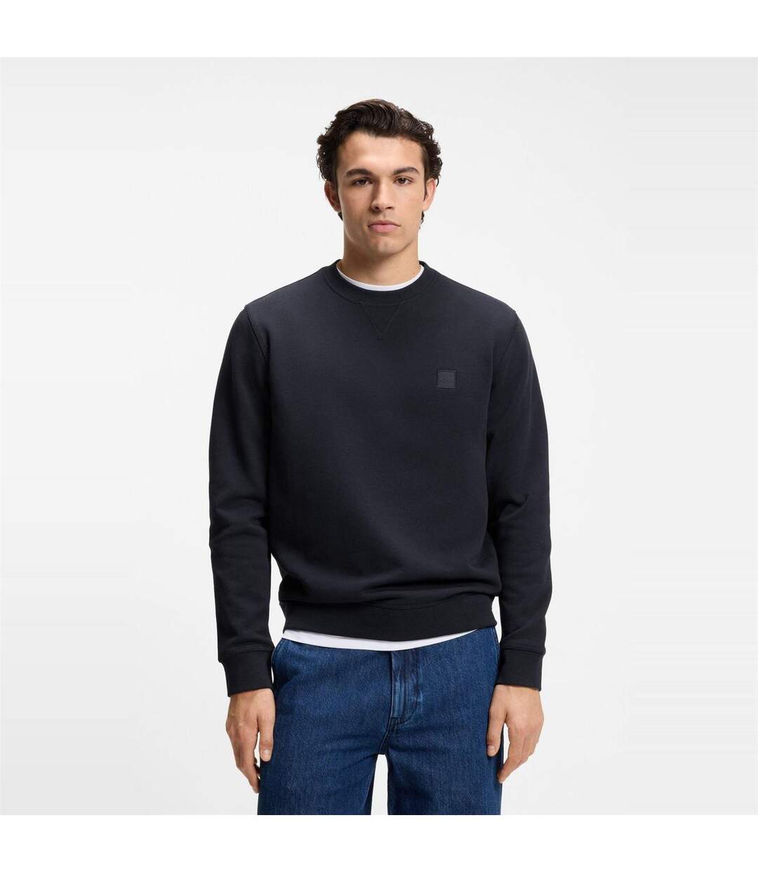 Mens Westart Premium Cotton Crew Neck Sweatshirt Dark Blue Boss-2