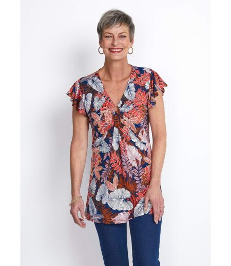 Tee-shirt long col V effet drapé