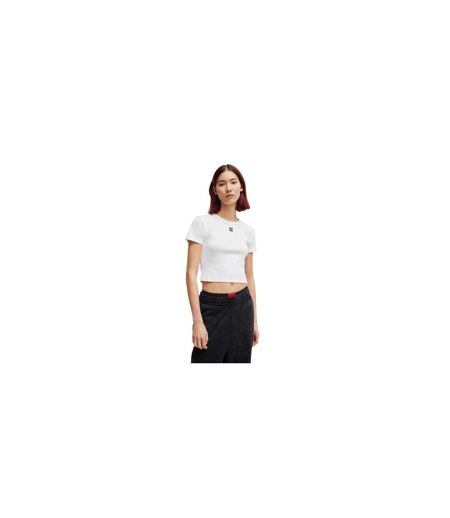 T-shirt Court Motif/style Logo Femme Blanc Hugo