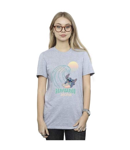 Disney Femmes/Les femmes Lilo And Stitch Hawaii Cotton Boyfriend T-Shirt (Gris sportif) - UTBI29789