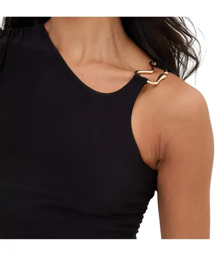 Womens/ladies Fitted Sleeveless Vest Top Black I Saw It First