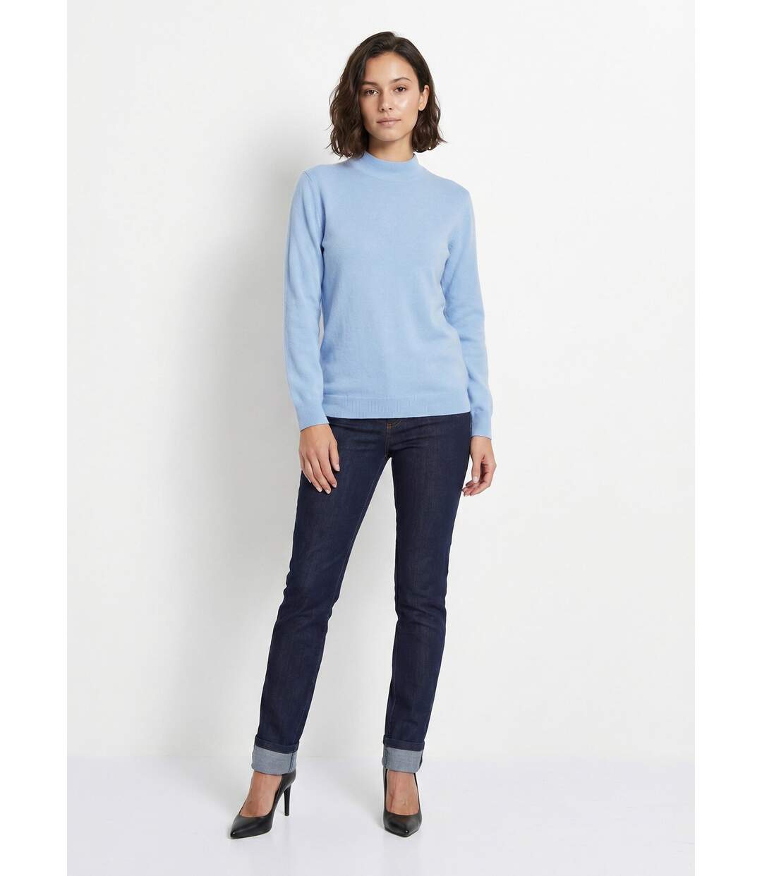 Pull chaud col montant avec laine et angora-3