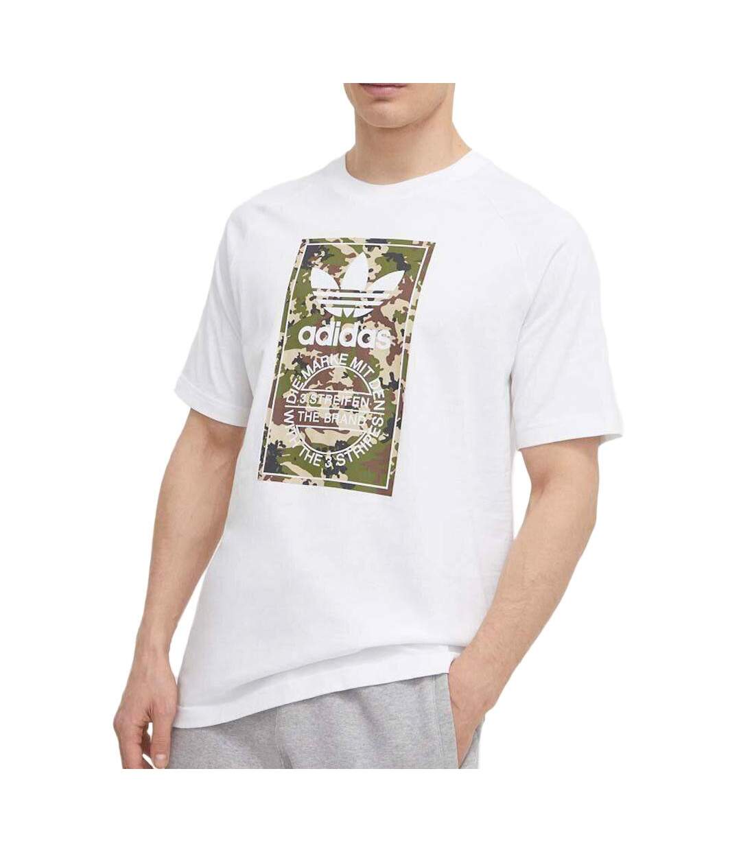 T-shirt Blanc Homme Adidas Camo Tongue - L-1