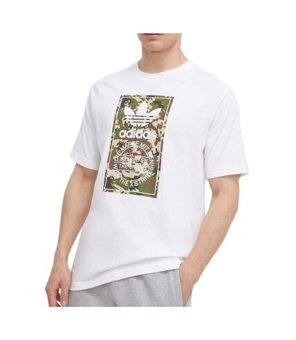 T-shirt Blanc Homme Adidas Camo Tongue - L