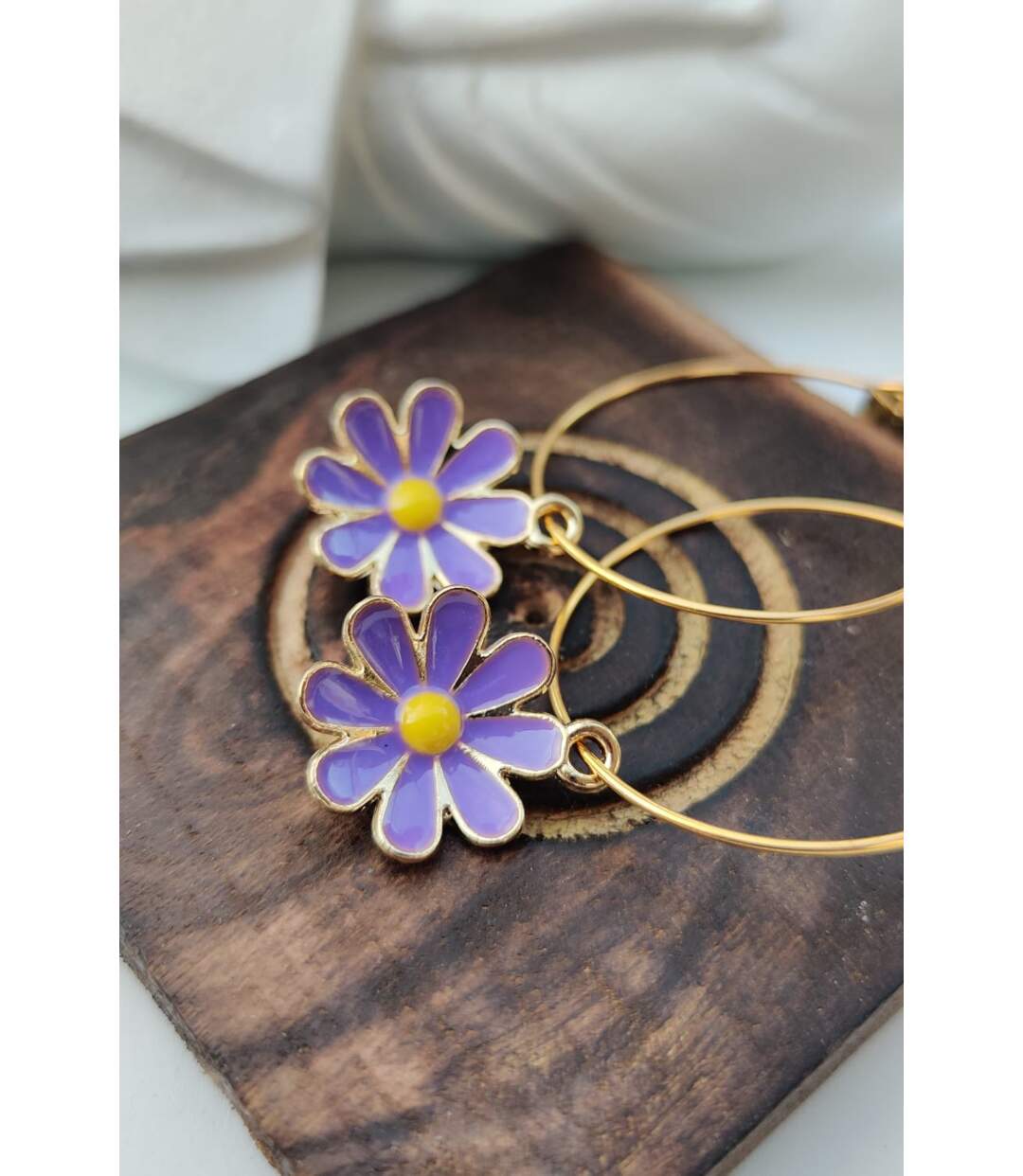 Sunflower 30mm Multicolour Boho Floral Charm Dainty Huggie Hoop Earrings-2