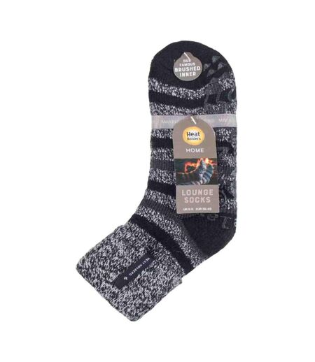 Men's Warm Fleece-Lined Non-Slip Lounge Bed Socks with Grippers