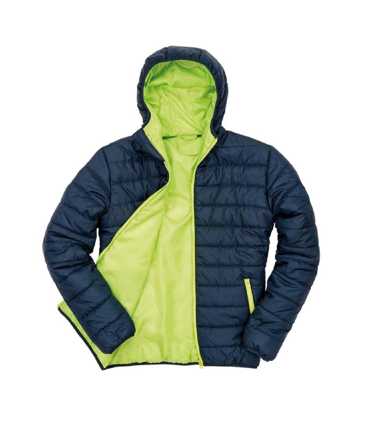 Doudoune à capuche homme - R233M - bleu marine et lime