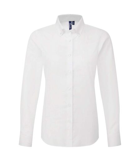 Womens/ladies supreme oxford long-sleeved shirt white Premier