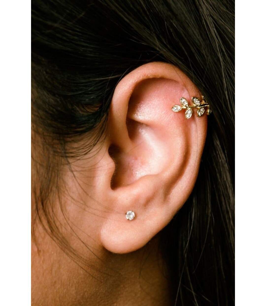 Adjustable No Piercing Single Leaf Wide Wire Ear Wrap Cuff Helix Band-2