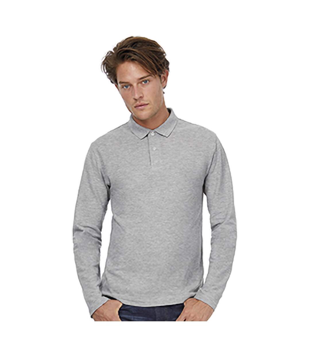 Polo manches longues hommes gris B&C-3